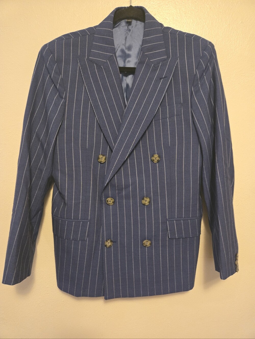 Hackett London Men's Suit Blazer Jacket Navy Stripe 100% Wool 38R/48R
